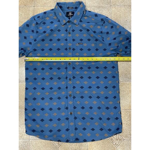 Volcom Men’s Sz Medium Woven Stackstone Classic Fit Blue Short Sleeve Button Up - Picture 3 of 10